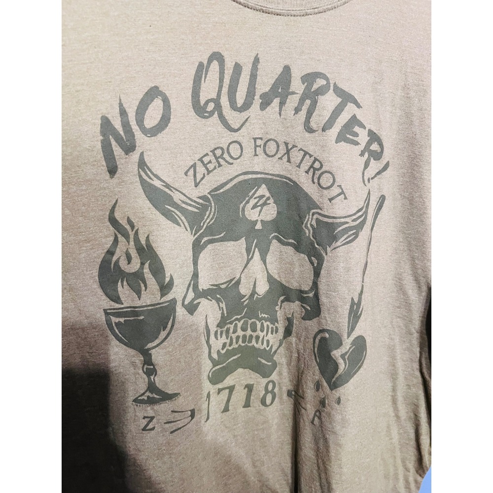 Zero Foxtrot Army Green Graphic T-Shirt No Quarter! Afterlife Club Sz 2XL Casual - Picture 2 of 8